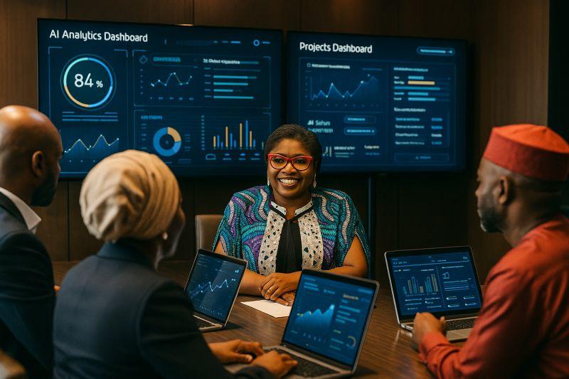 African executives using AI analytics for business automation