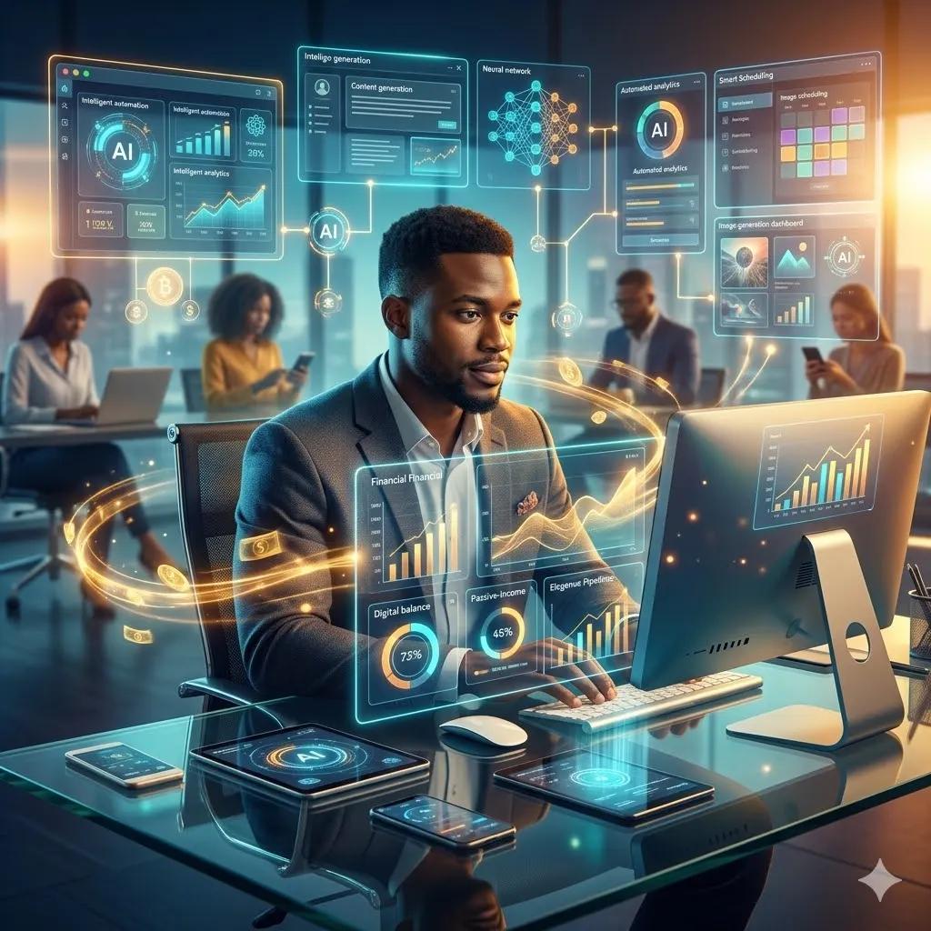 African professional using intelligent AI dashboards