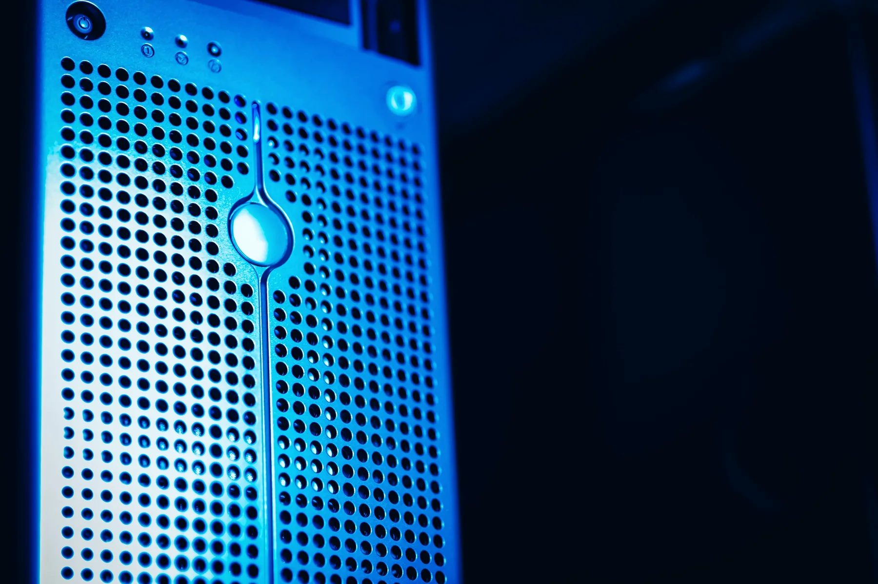 Blue-lit computing infrastructure
